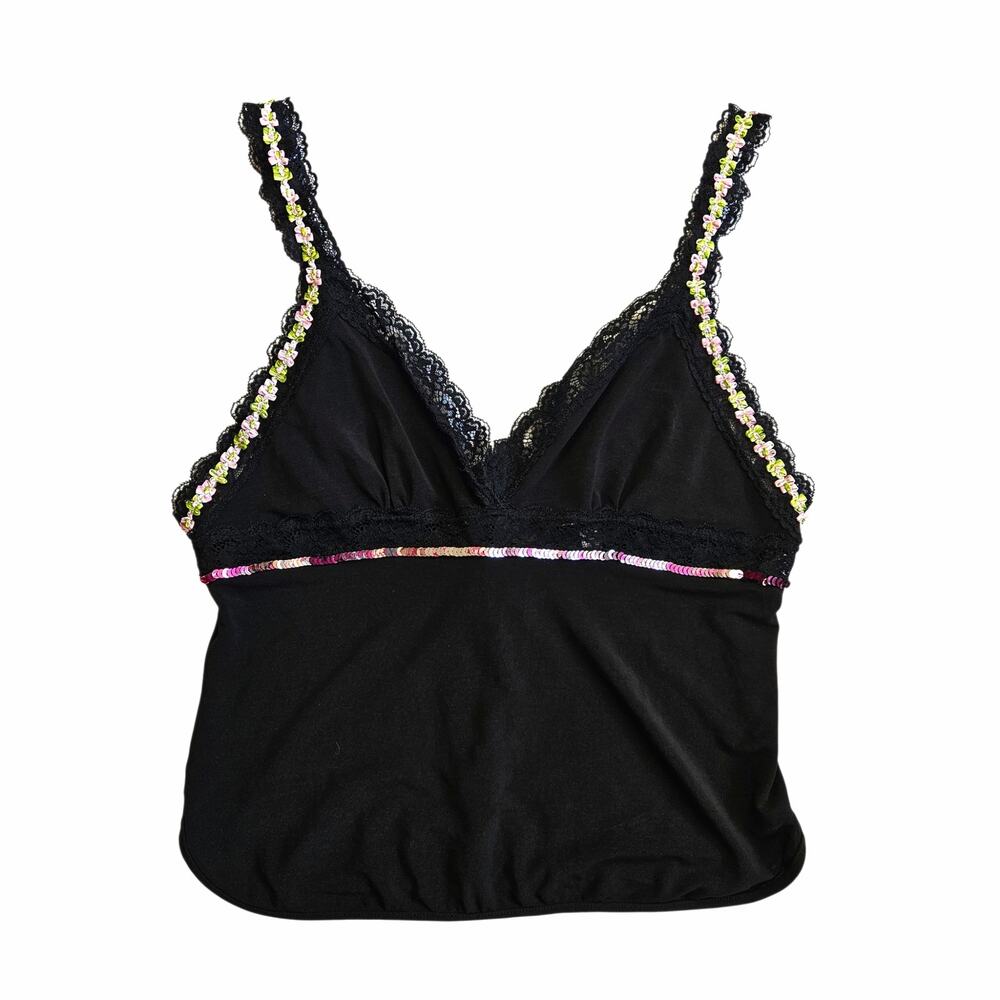 Y2k D&G Cami Top Fairycore Rosette & Sequin Detail - Small